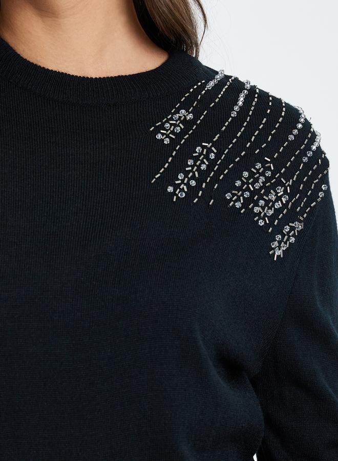 Styli Women Black Embellished Sweater - Image 3